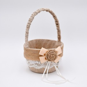 Cesta Lino Flor Lazo Beige