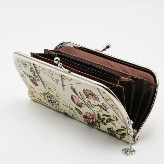 Billetera Estampado Vintage con Colgante