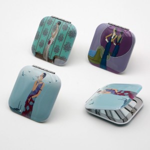 Espejo Doble Aluminio Chicas Art Déco