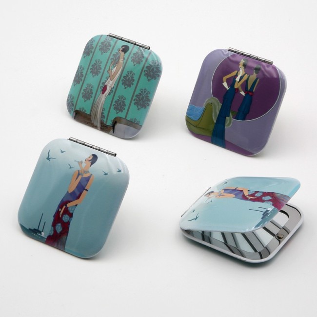 Espejo Doble Aluminio Chicas Art Déco