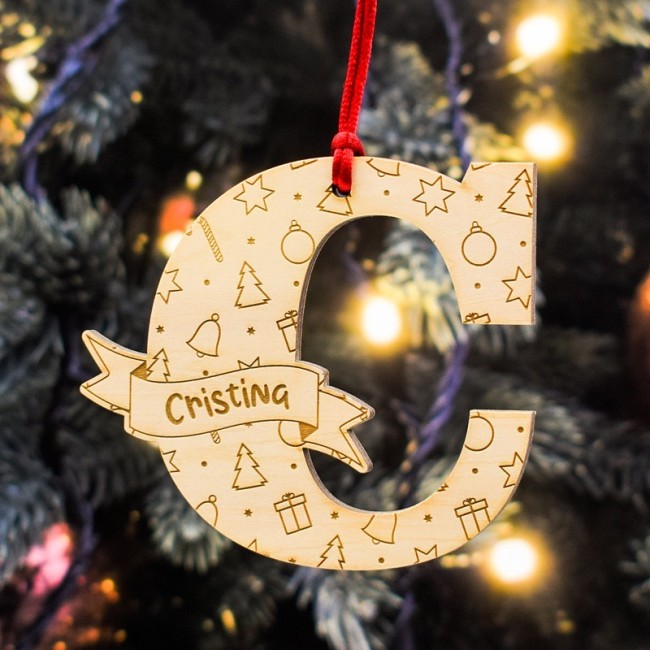 Adorno navidad inicial y nombre