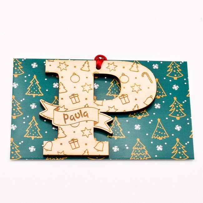 Regalar adorno navideño inicial