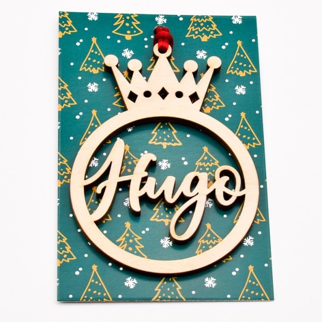 Bola navidad con nombre diseño corona