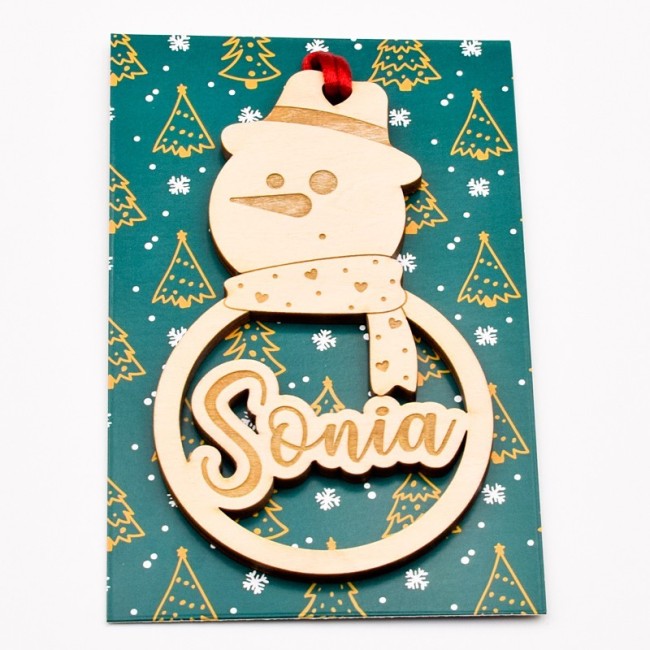 adorno muñeco de nieve personalizado