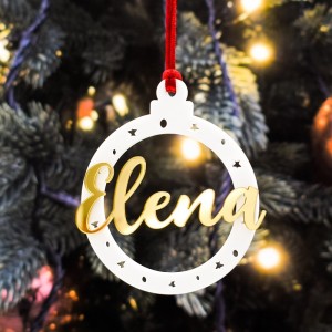 Bola de Navidad Personalizada Estrellas en Metacrilato Blanco