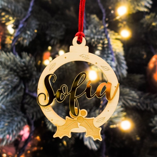 Bola navideña muérdago dorado