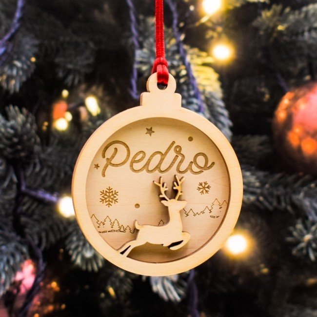Adorno Navideño de Reno Personalizable