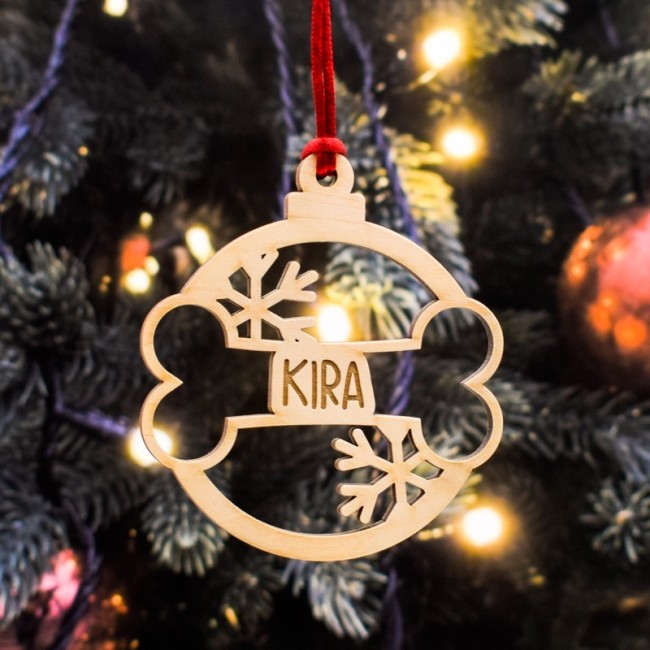 Bola navidad perro copos nieve