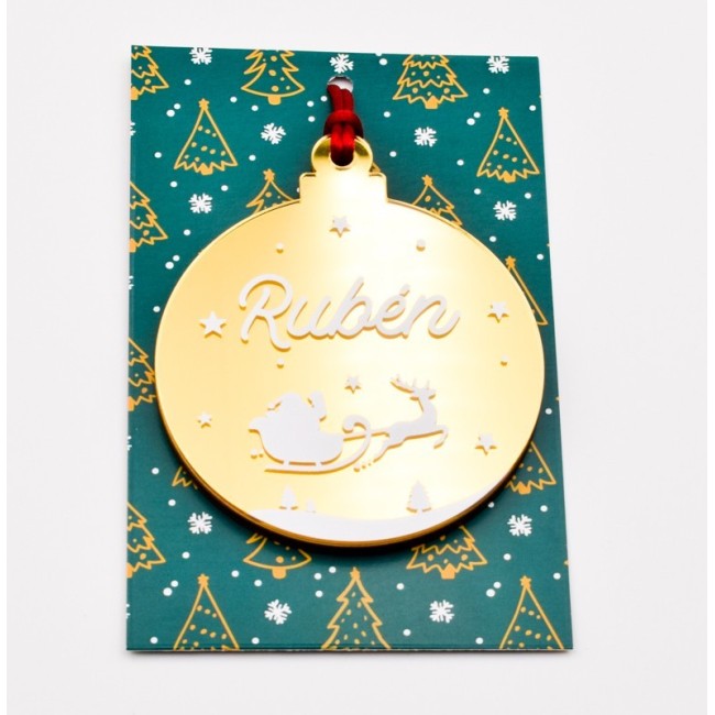 Bola metacrilato dorada con nombre