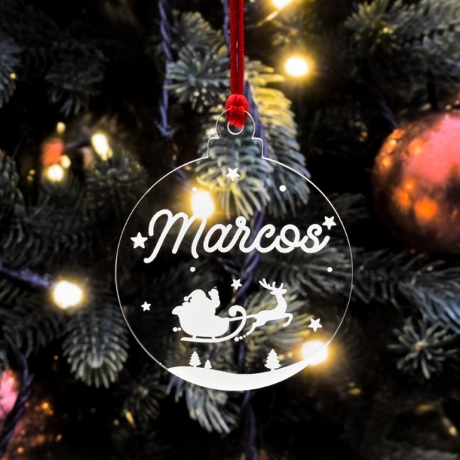 Bola de Navidad Personalizada Papá Noel en Metacrilato Transparente