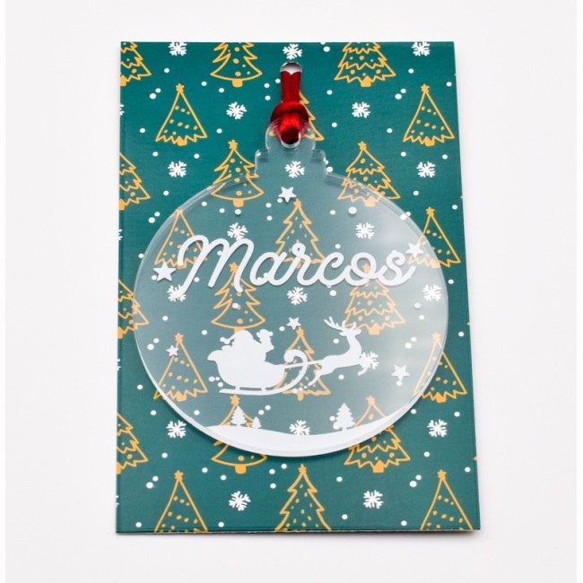 Bola de Navidad Transparente con Papá Noel personalizada