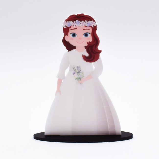 Cake Topper Silueta Niña Pelirroja con ramo