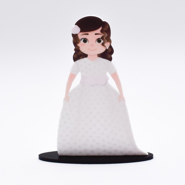 Figura comunión de niña con vestido de flores