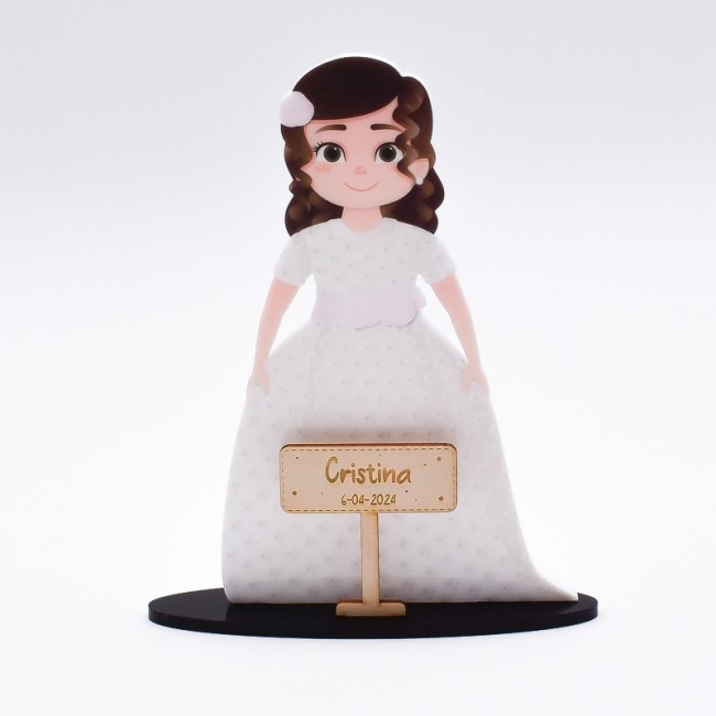 Figura de comunión personalizada niña vestido de flores