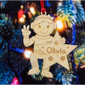 Adorno navideño astronauta niña