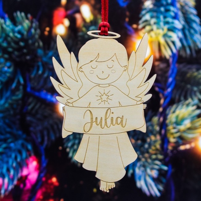 Adorno Navidad angelita con cartel nombre