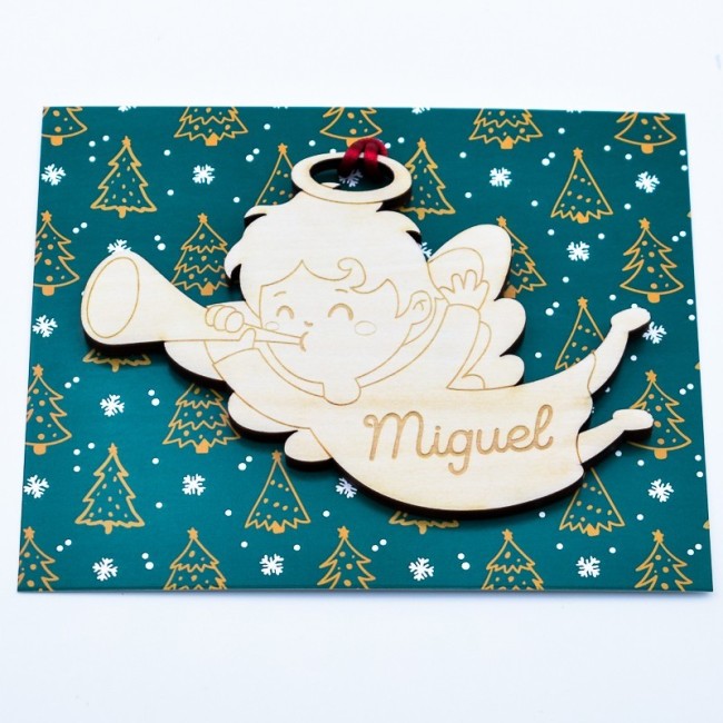 Adorno árbol ángel con trompeta