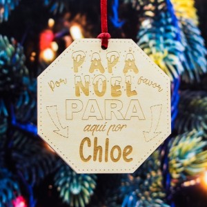 Adorno de Navidad personalizado con señal de "Para Papá Noel"