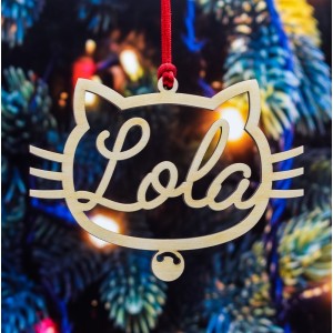 Adorno de Navidad Personalizado Gatito con Cascabel