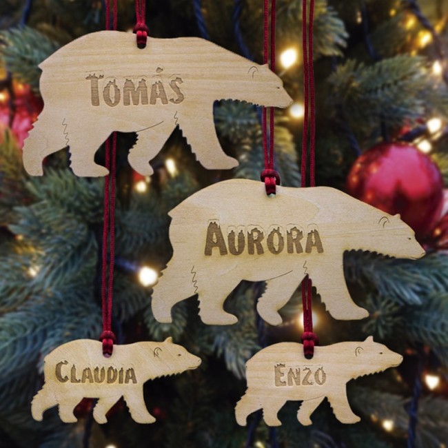 set 4 adornos de navidad con osos polares personalizados