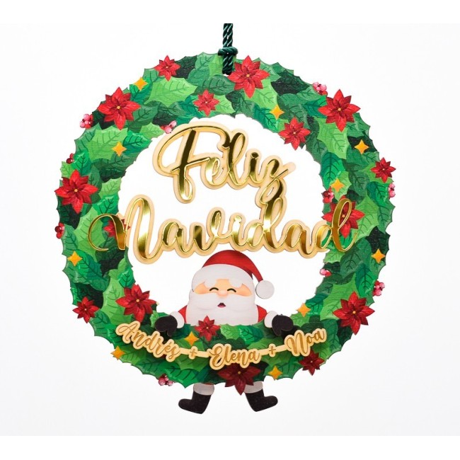 Corona para puerta Navidad personalizada