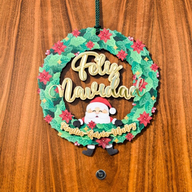 Corona navideña para puerta Feliz Navidad