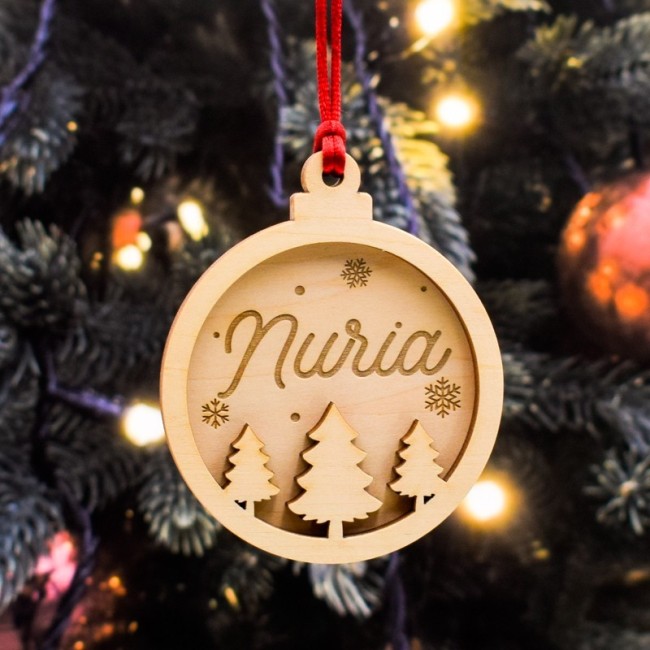 Bola de Navidad Personalizada con Abetos