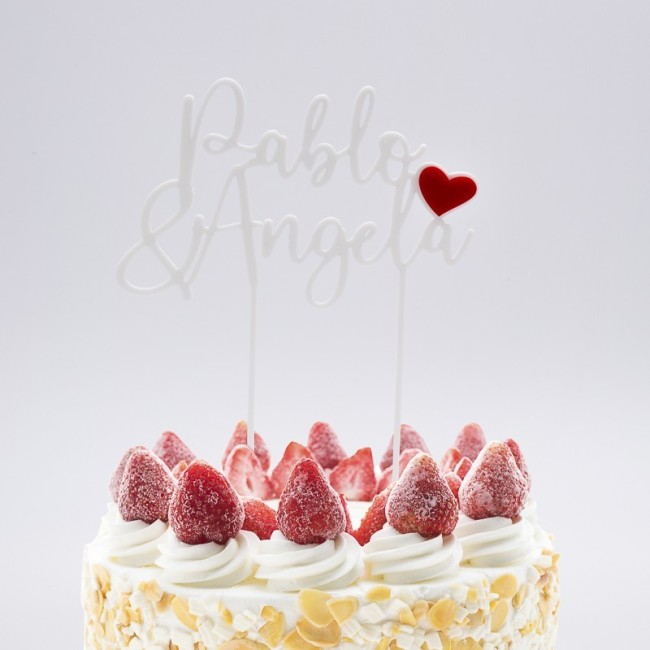 Cake Topper Boda Nombres con Corazón