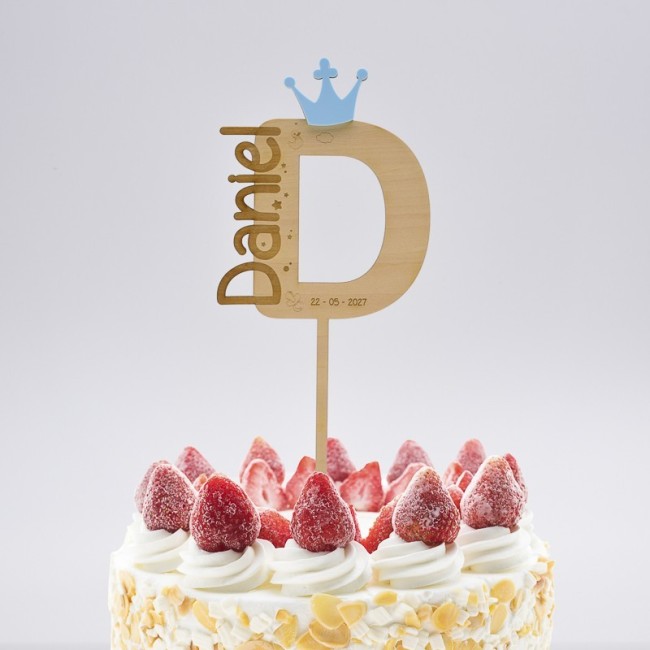 Cake Topper Bebé Inicial madera celeste