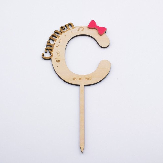 Cake topper personalizado con pajarita para niña