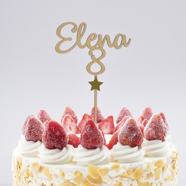 Cake Topper Cumpleaños madera nombre y número