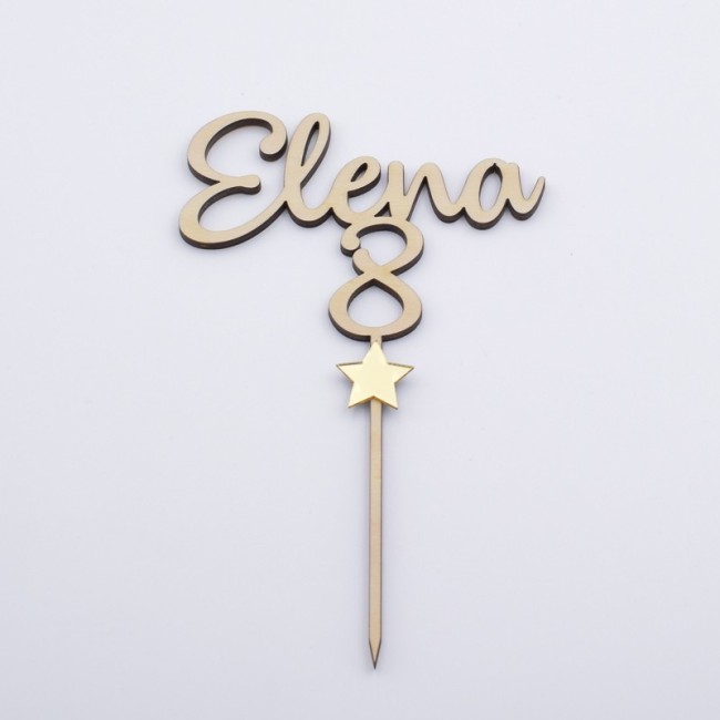Cake Topper Cumpleaños madera nombre y número
