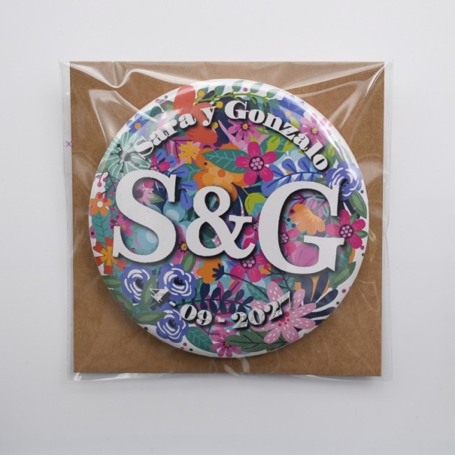 Chapa personalizada flores para bodas
