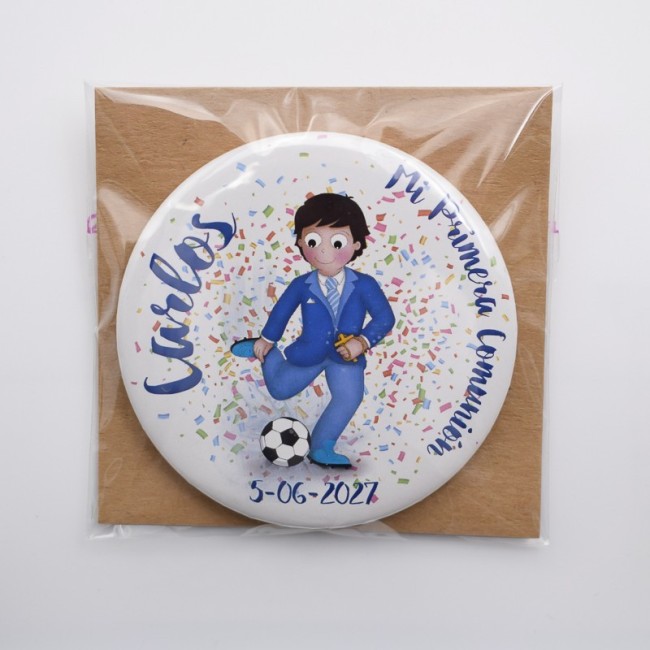 Chapa personalizada comunión futbolero