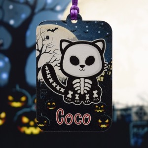 Adorno gato esqueleto