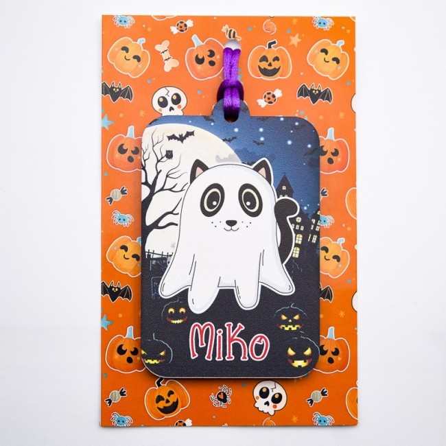 Adorno gato disfraz fantasma