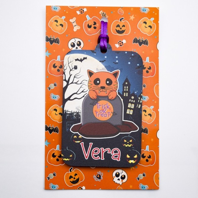 Adorno halloween gato lapida