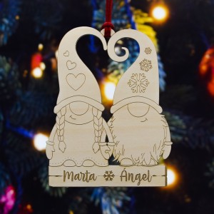Adorno de Navidad Personalizado Pareja Gnomos