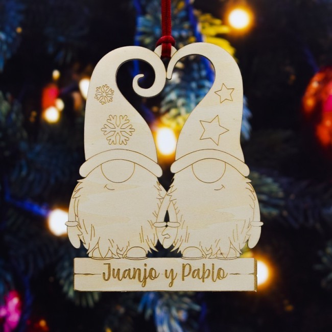 Adorno de Navidad Personalizado Pareja Gnomos Chicos