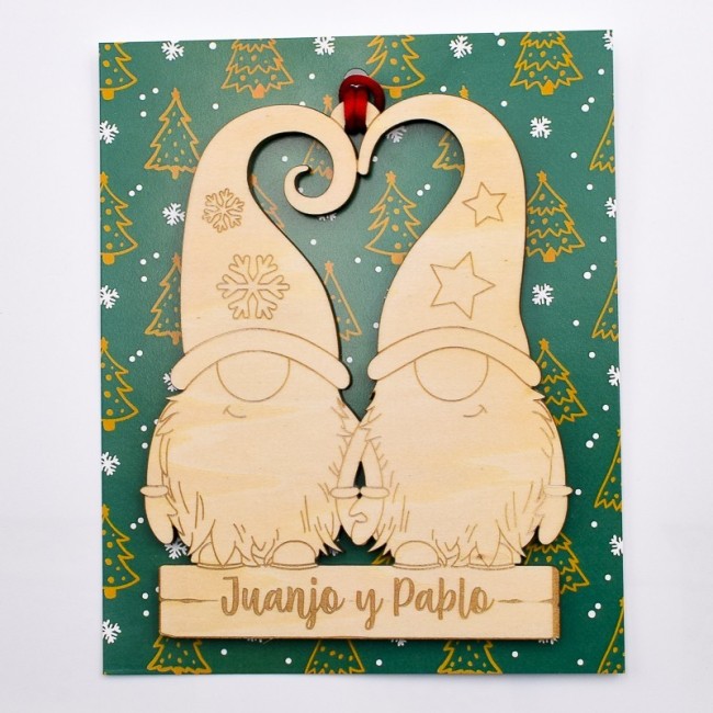 Adorno de Navidad Personalizado Pareja Gnomos Chicos
