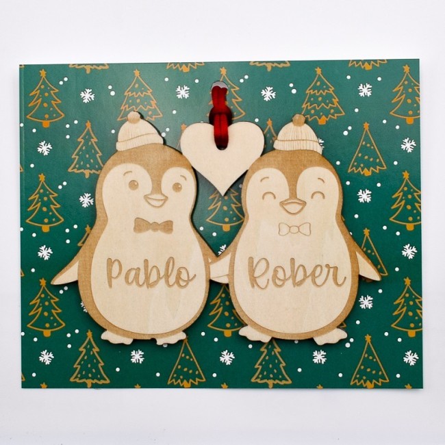 adorno de Navidad personalizado para niños con pingüinos