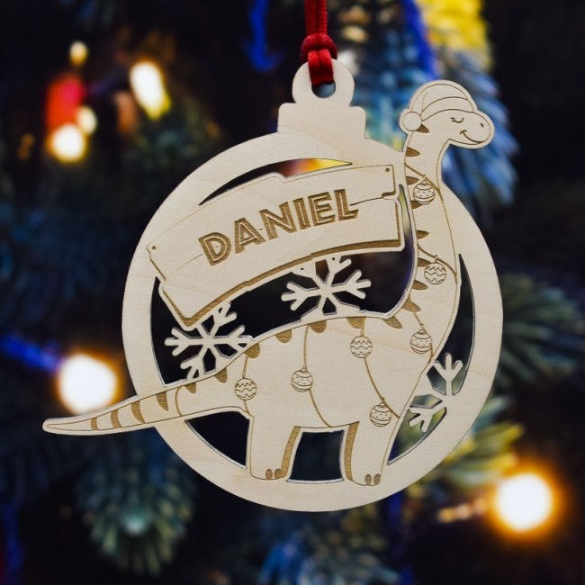 Bola de Navidad Personalizada con Dinosaurio para Niños
