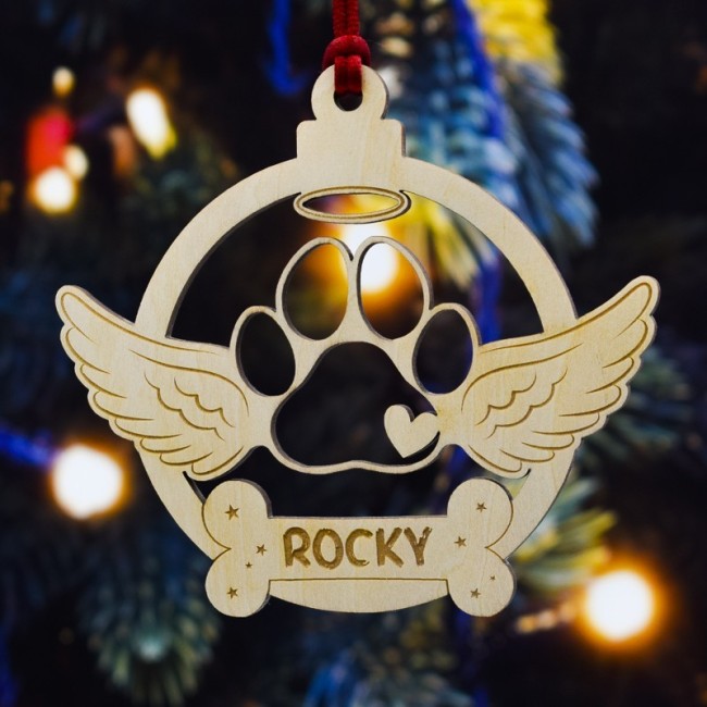 Bola de Navidad personalizada huella perro alada