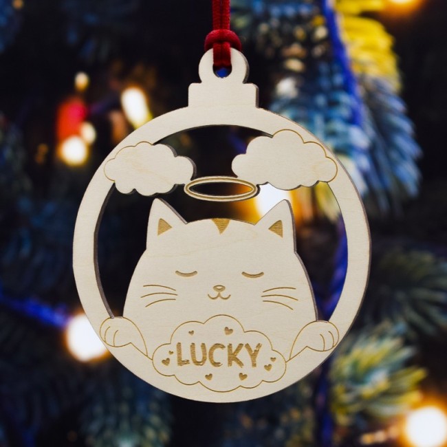 Bola de Navidad personalizada gato con halo