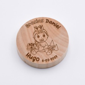 Abrebotellas Madera Niño Corona Bautizo Personalizado