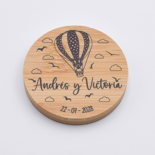 Espejo Madera Globo Boda Personalizado