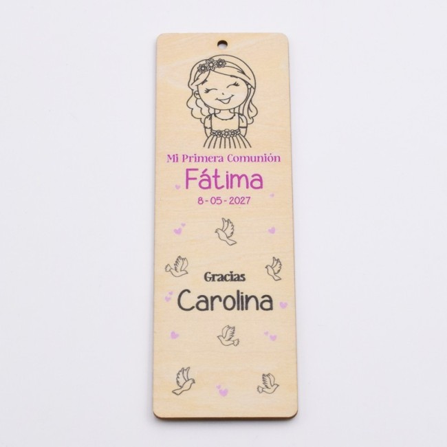 Marcapáginas Madera Niña Comunión Diadema Personalizado