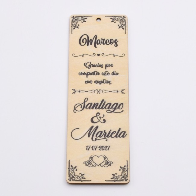 Marcapáginas Madera Boda Corazón Personalizado
