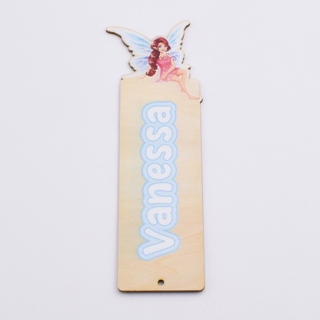 Marcapáginas personalizado de hada en madera