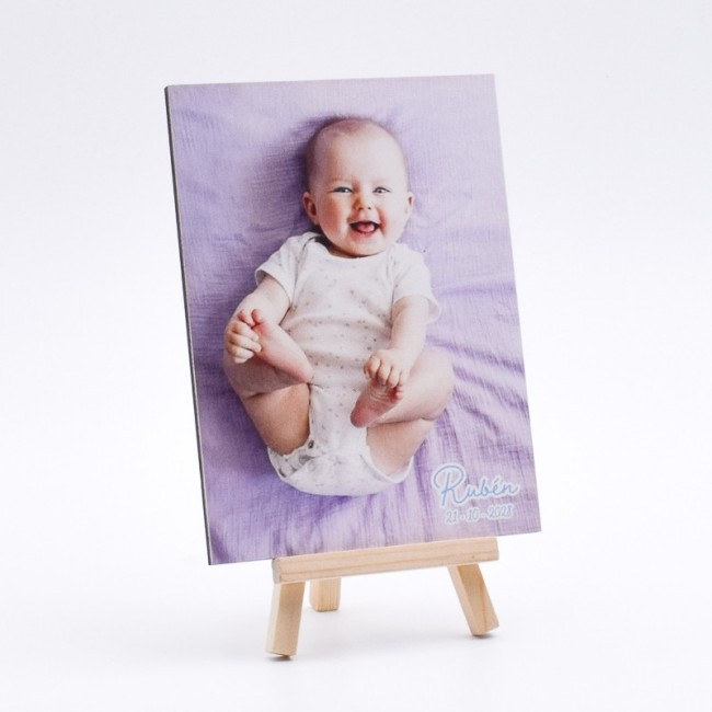 Foto Madera Niño Bautizo Soporte Personalizada